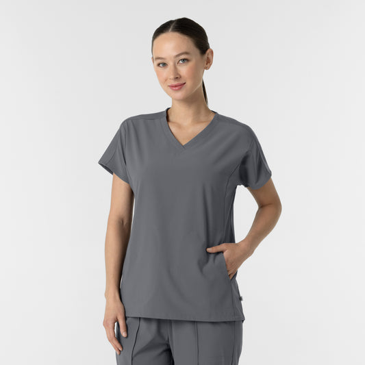 RENEW 6154 Women's V-Neck Tunic Scrub Top Pewter