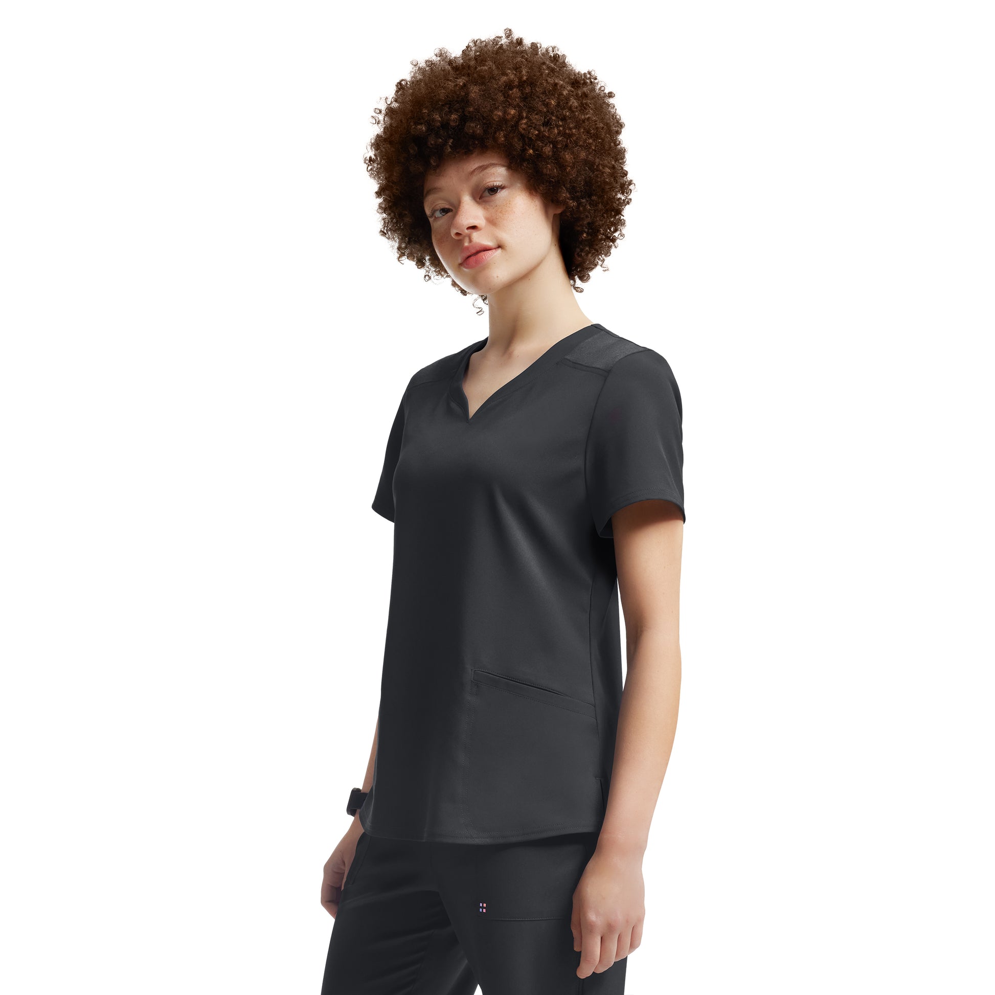 VIBE WT121 Women's 3 Pocket V Neck Scrub Top Pewter Image