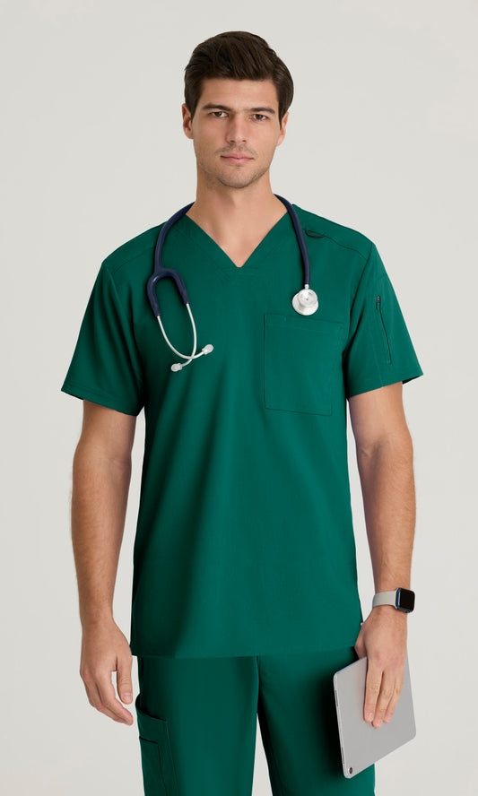 Grey's Anatomy Stretch GRST079 Murphy Scrub Top Hunter Green