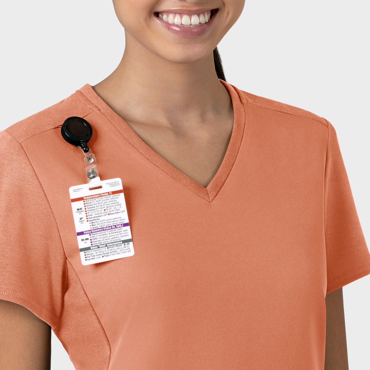 Thrive 6522 Flex-n-Reach V-Neck Scrub Top Terracotta Model Image Left Side | Wink