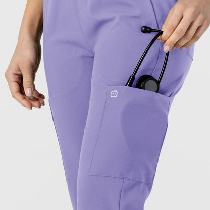 W123 5045 Flex-n-Reach Track Scrub Pants Iris Purple Model Image Alternate | Wink