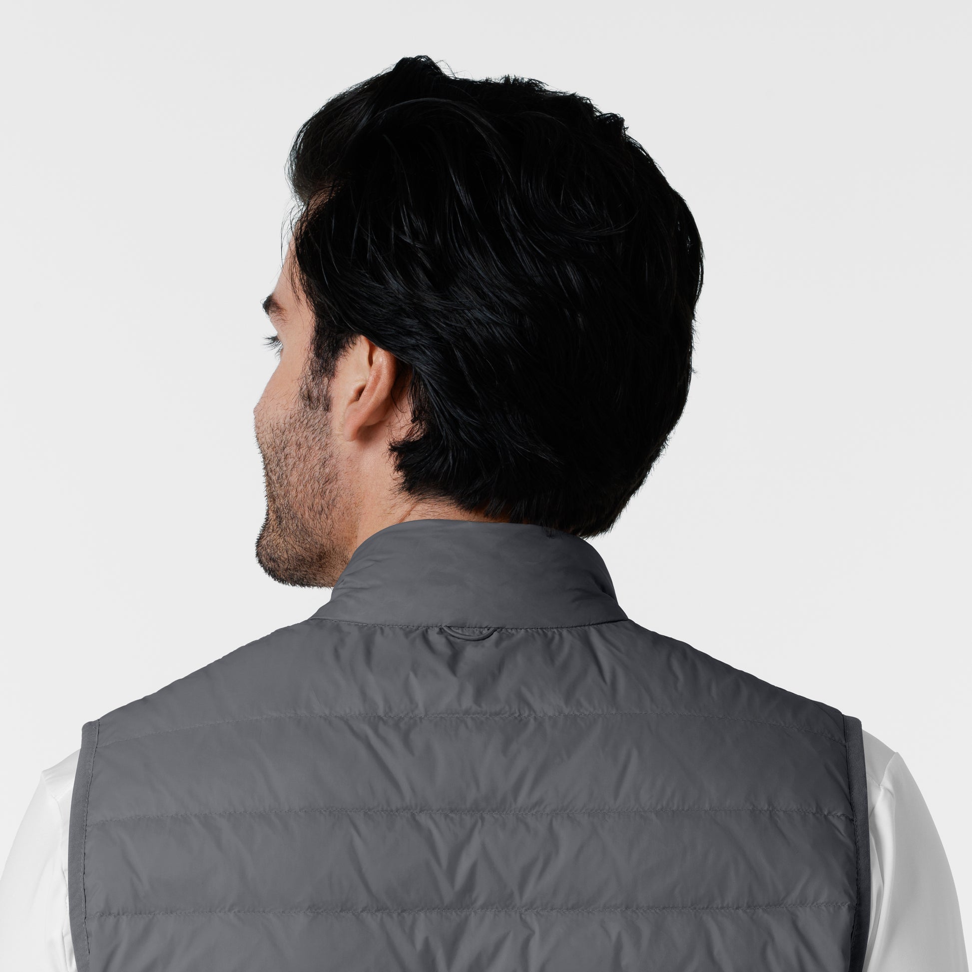 Layers 8377 Men's Quilted Scrub Vest Pewter Model Image Alternate | Wink