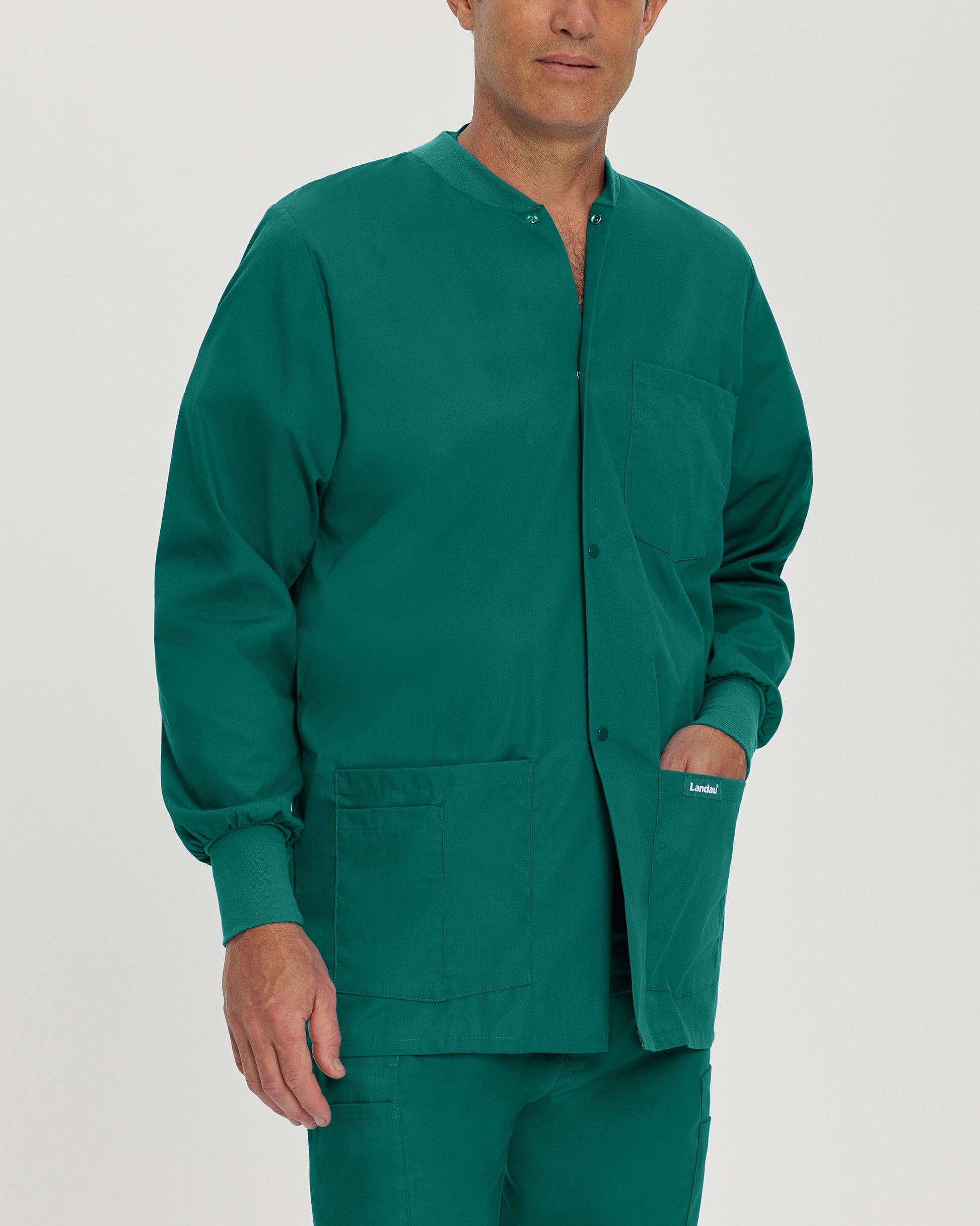 Essentials 7551 Men's 5 Pocket Warm Up Scrub Jacket Hunter Green Image