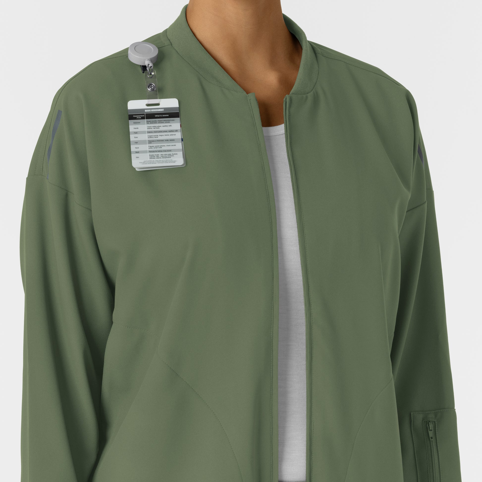 Layers 8066 Bomber Scrub Jacket Olive Model Image Alternate | Wink