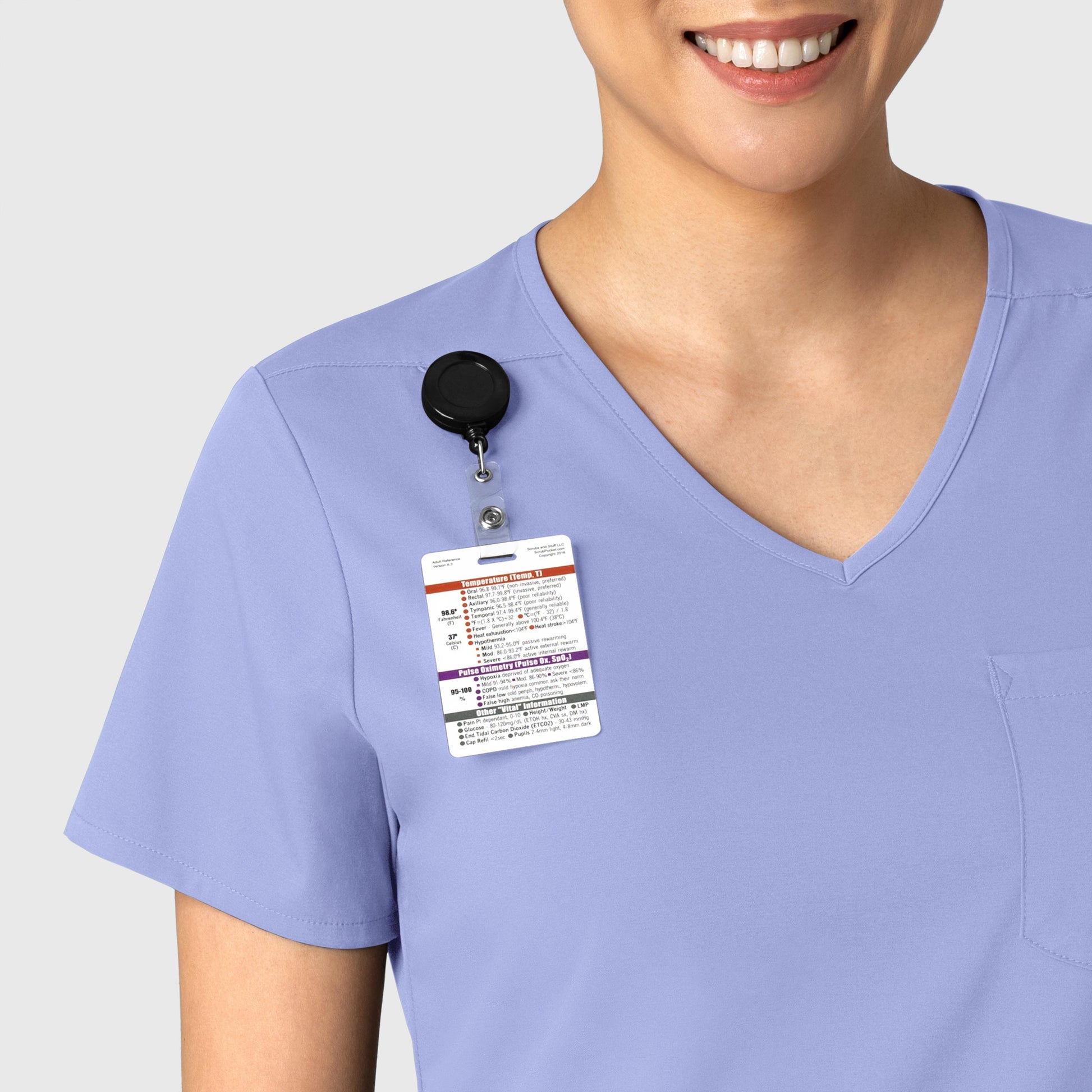 Boundless 6151 Tuck-In Scrub Top Ceil Blue Model Image Left Side | Wink