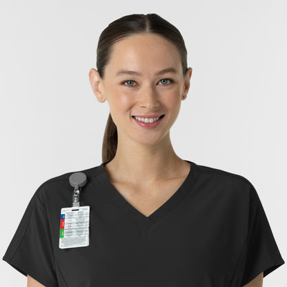 RENEW 6154 Women's V-Neck Tunic Scrub Top Black
