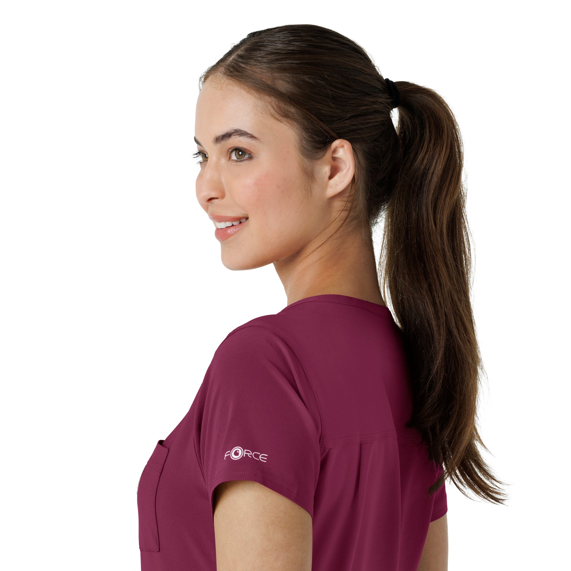 Force Cross-Flex C13410 Tuck-In Scrub Top Wine Model Image Alternate | Carhartt