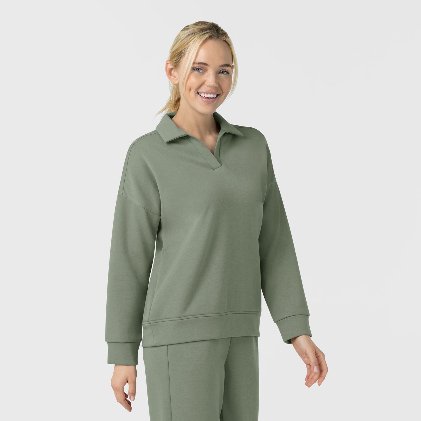 Unwind & Lounge 6189 Women's Relaxed Pullover Polo Sage