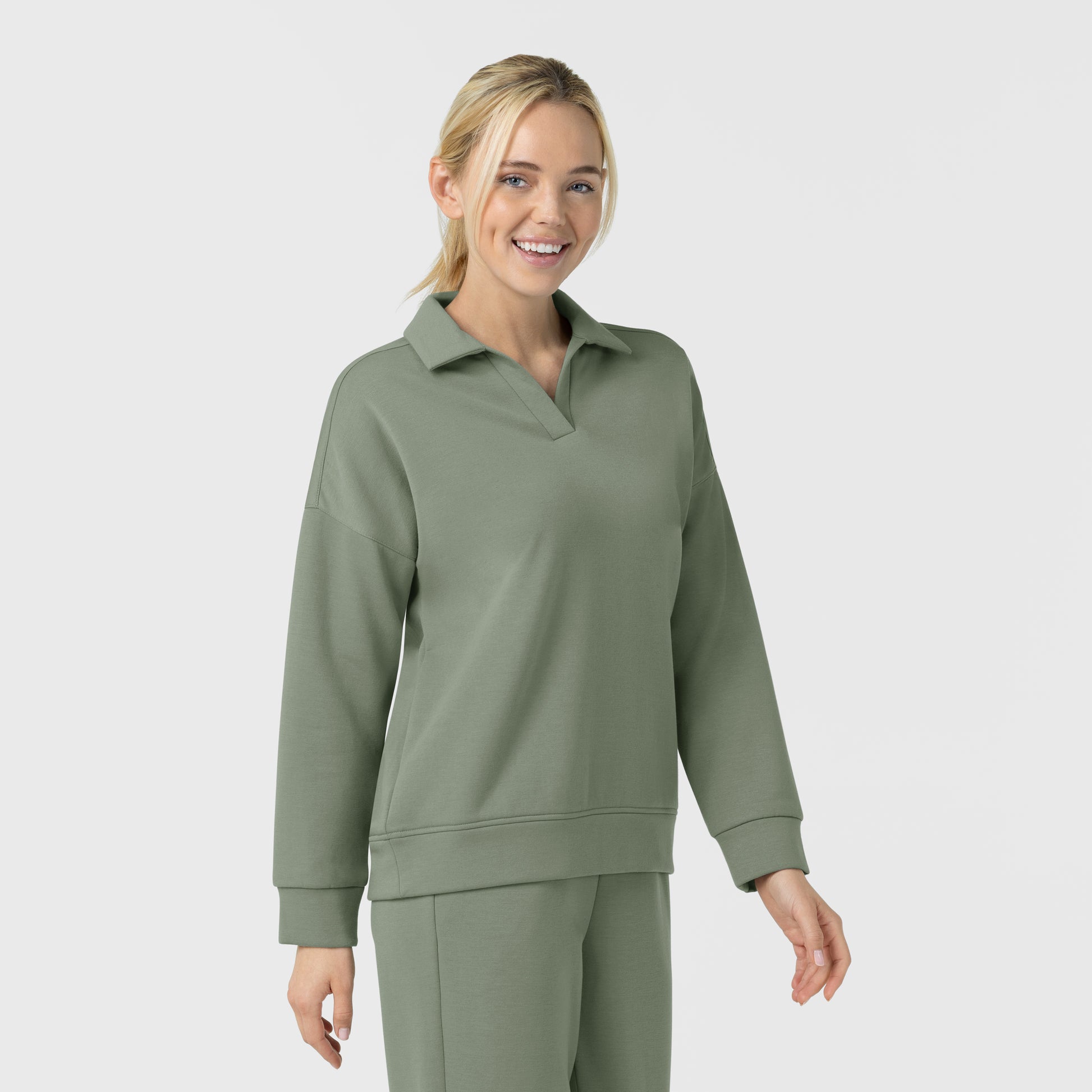 Unwind & Lounge 6189 Women's Relaxed Pullover Polo Sage