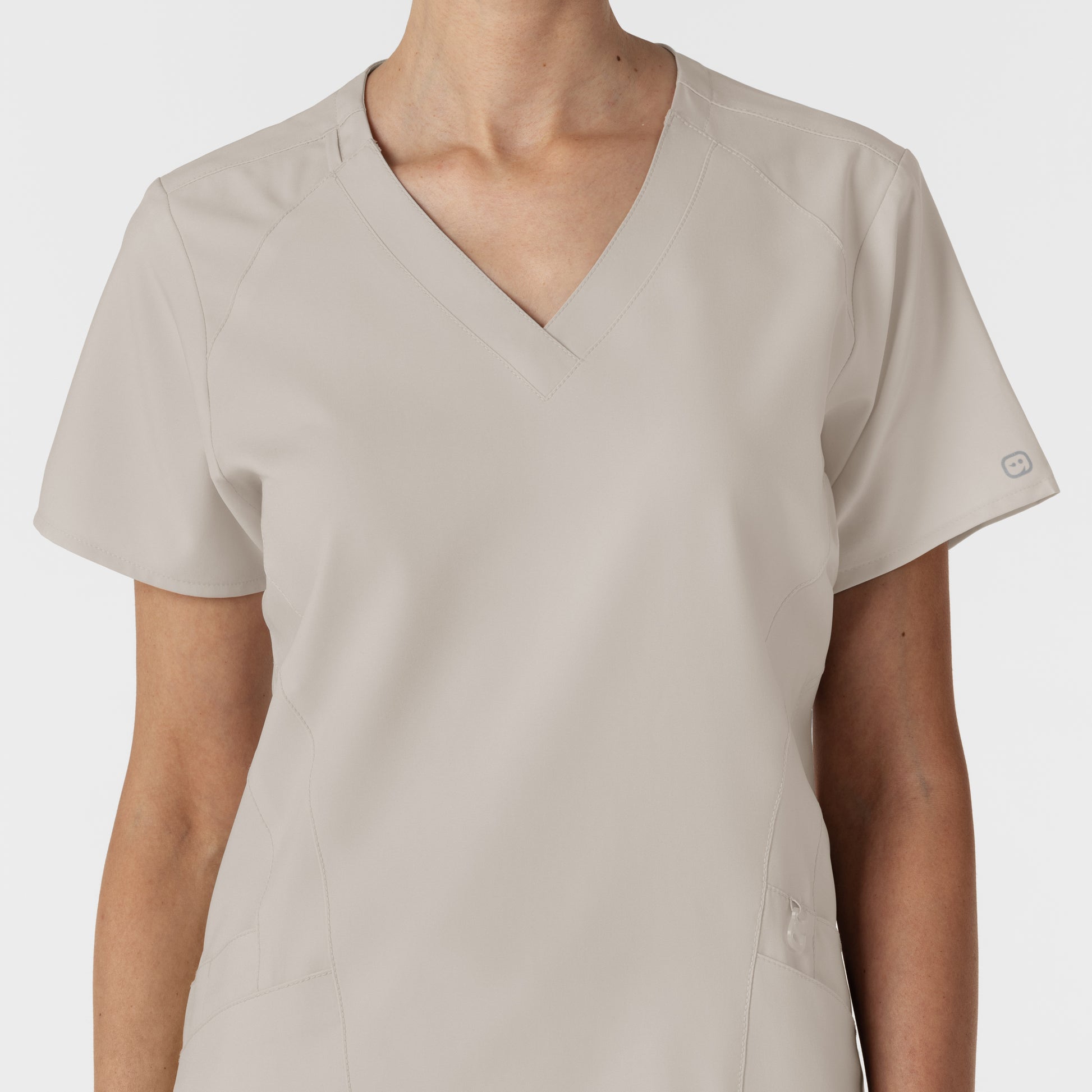 W123 6155 Stylized V-Neck Scrub Top Cloud Model Image Left Side | Wink