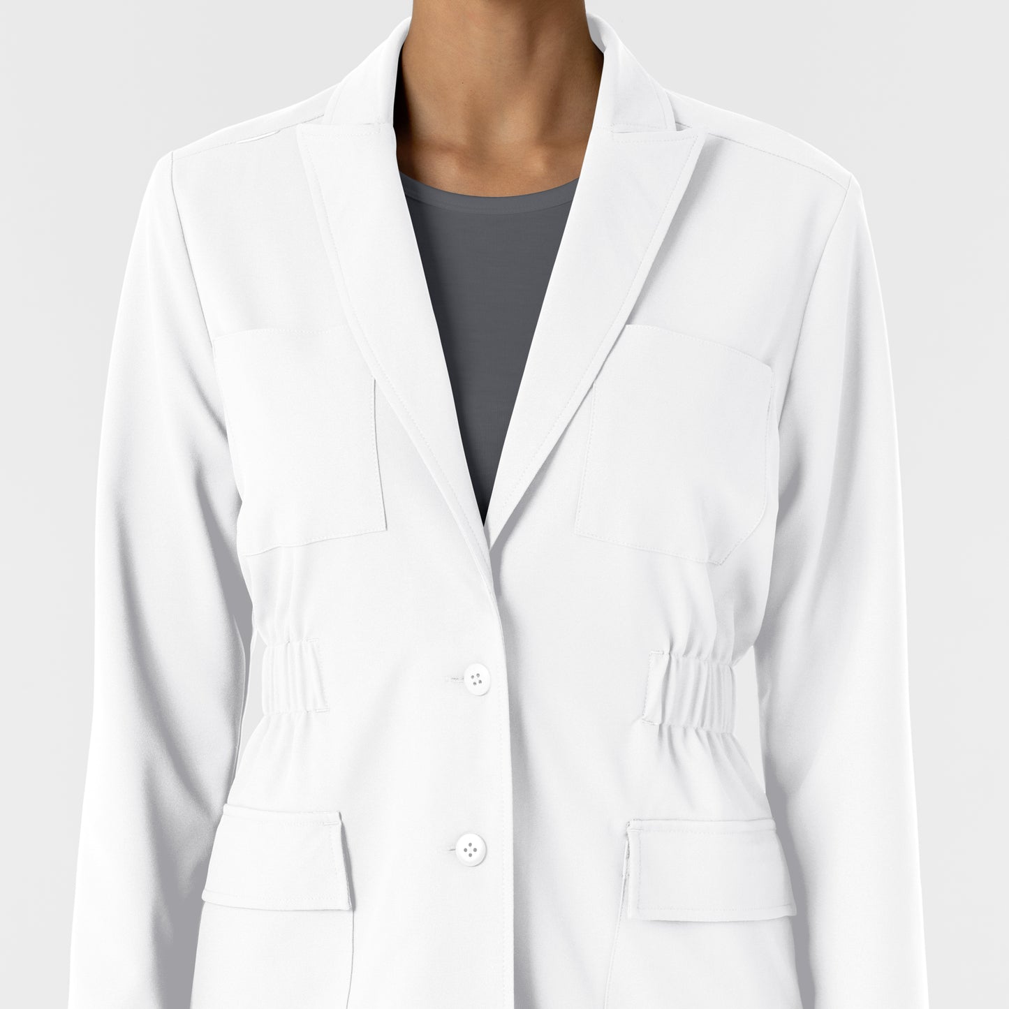 Layers 8166 Women's Blazer Short Lab Coat White