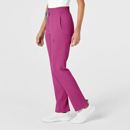 RENEW 5334 High Waist Slim Leg Scrub Pants Raspberry Model Image Right Side | Wink