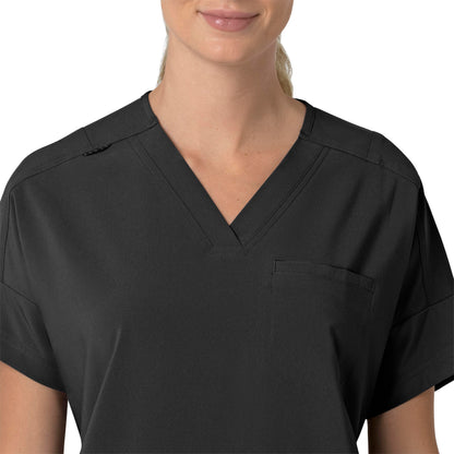 Force Cross-Flex C13110 Oversized V-Neck Scrub Top Black Model Image Left Side | Carhartt