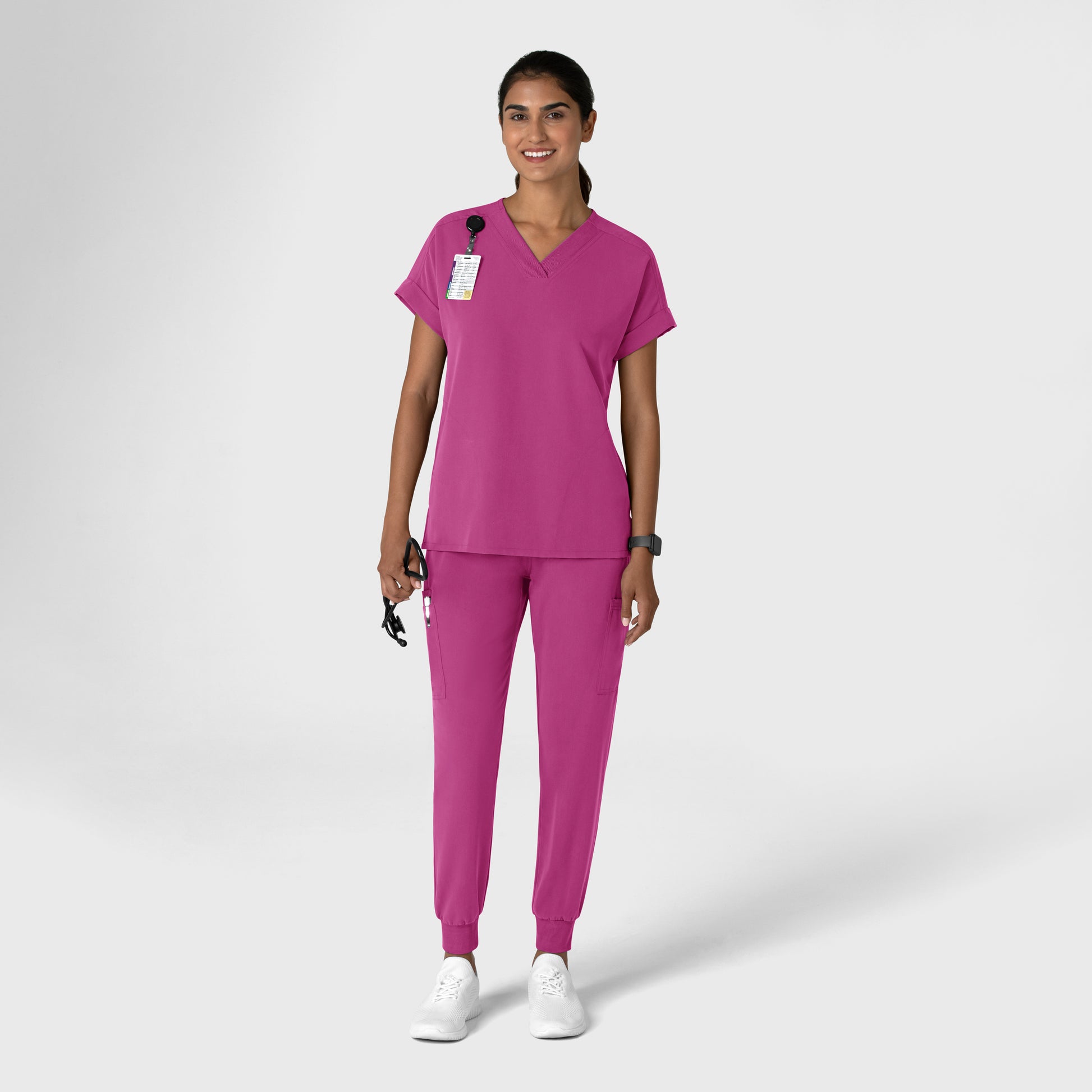 Nova 5132 Jogger Utility Scrub Pant Raspberry Model Image Right Side | Wink