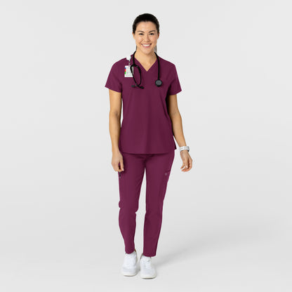 W123 5045 Flex-n-Reach Track Scrub Pants Wine Model Image Alternate | Wink