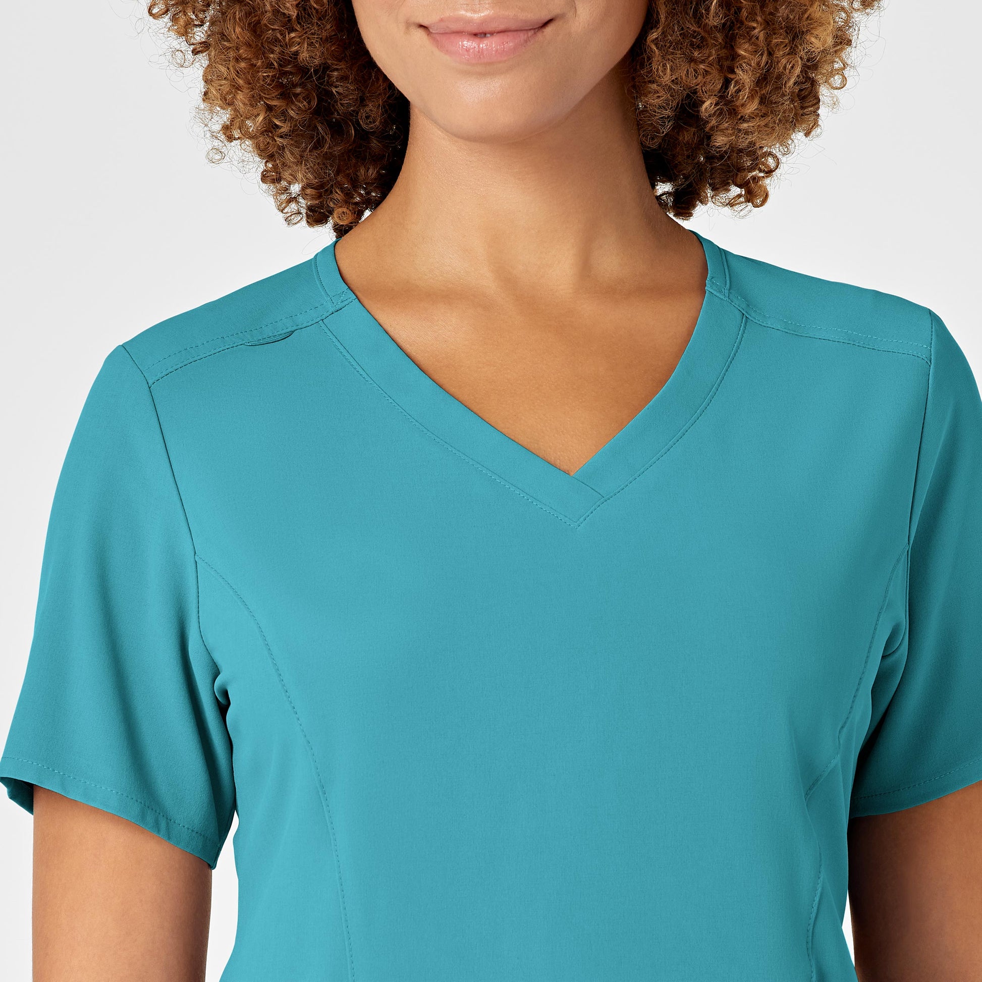 RENEW 6134 V-Neck Scrub Top Teal Blue Model Image Left Side | Wink