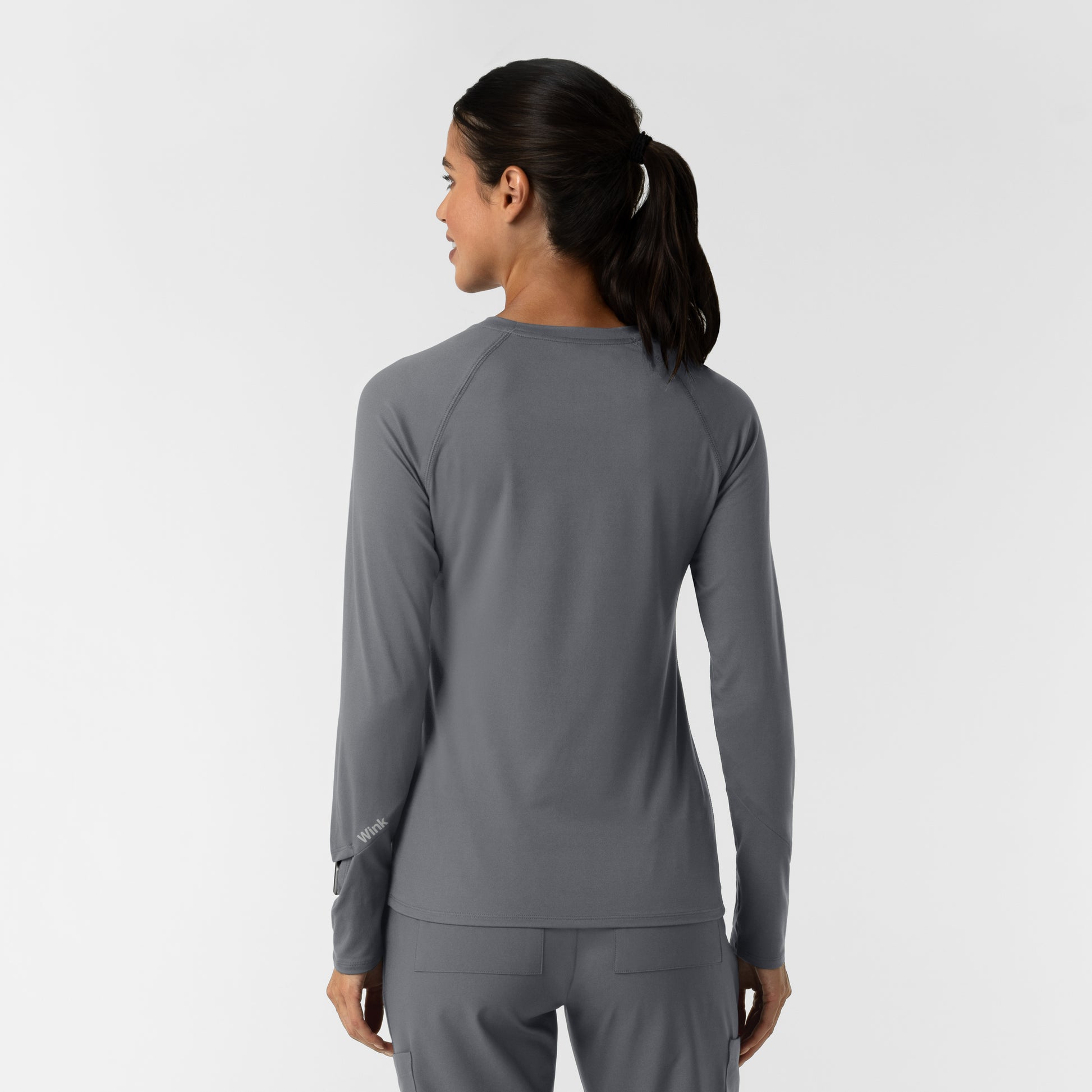 Layers 2139 Women's Watch Window Long Sleeve Underscrub Top Pewter