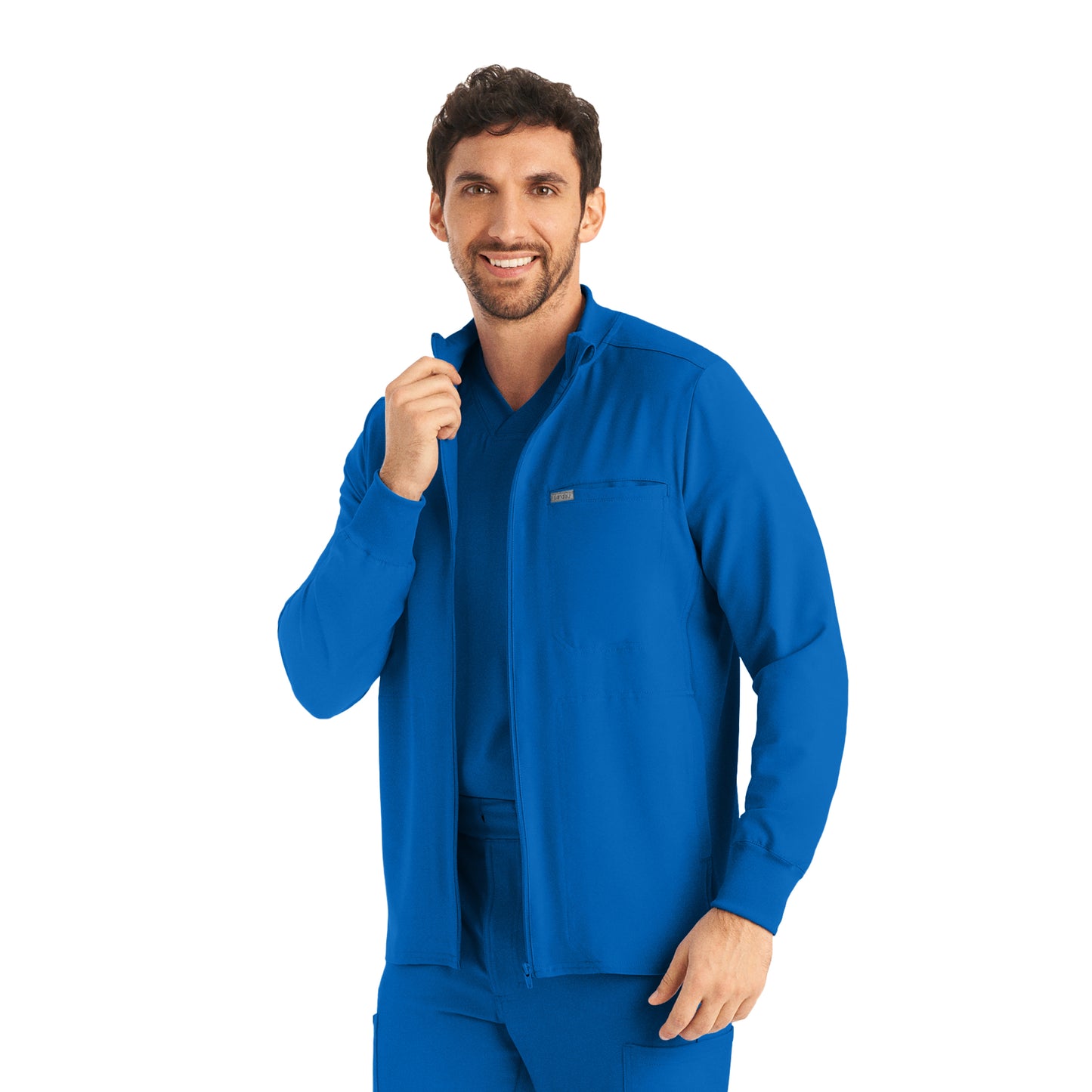 Forward LJ703 Men's 3 Pocket Scrub Jacket Royal Image