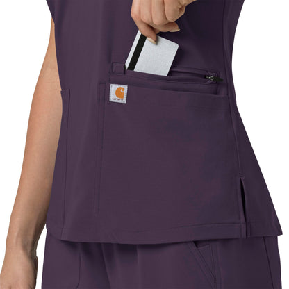 Force Cross-Flex C13210 Flex Panel V-Neck Scrub Top Black Plum Model Image Alternate | Carhartt