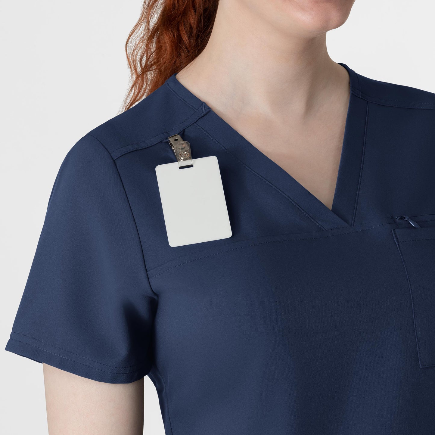 Thrive 6222 V-Neck Tuck-In Scrub Top Navy Model Image Alternate | Wink