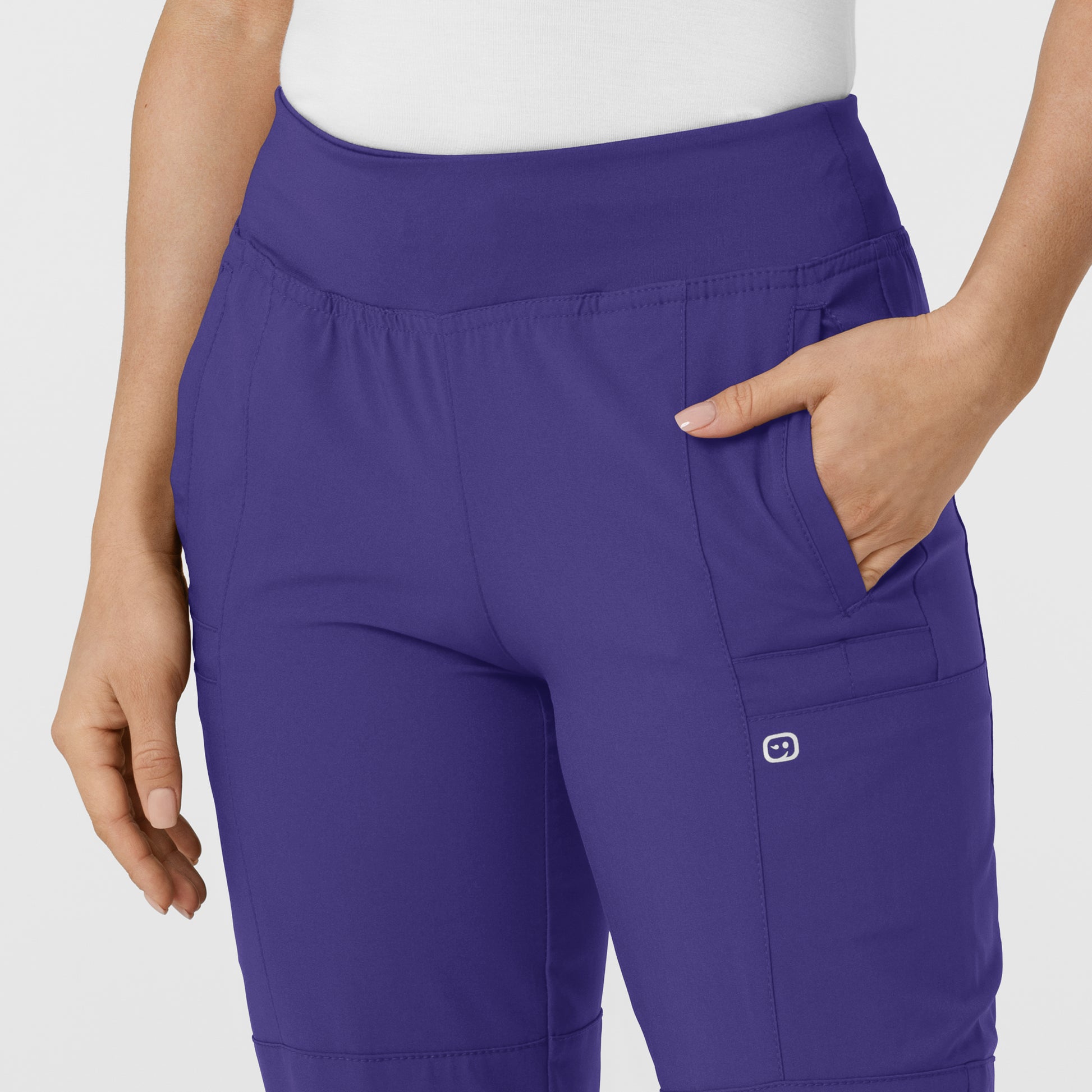 W123 5555 Comfort Waist Cargo Jogger Scrub Pants Grape Model Image Left Side | Wink