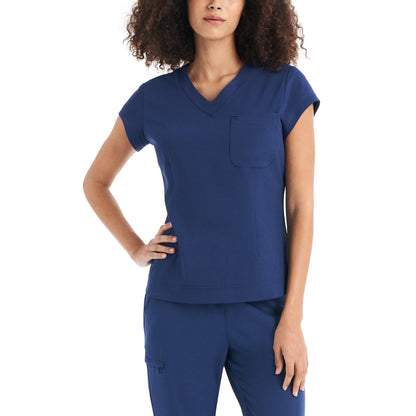 CRFT WT128 Women's 1 Pocket V Neck Scrub Top Navy Image