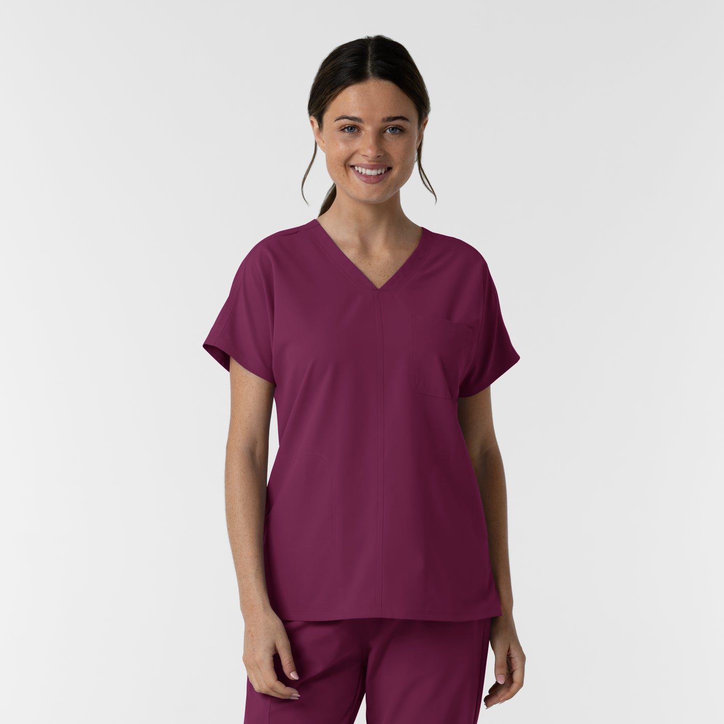 NURTUR 6280 Women's Drop Shoulder Tunic Scrub Top Wine
