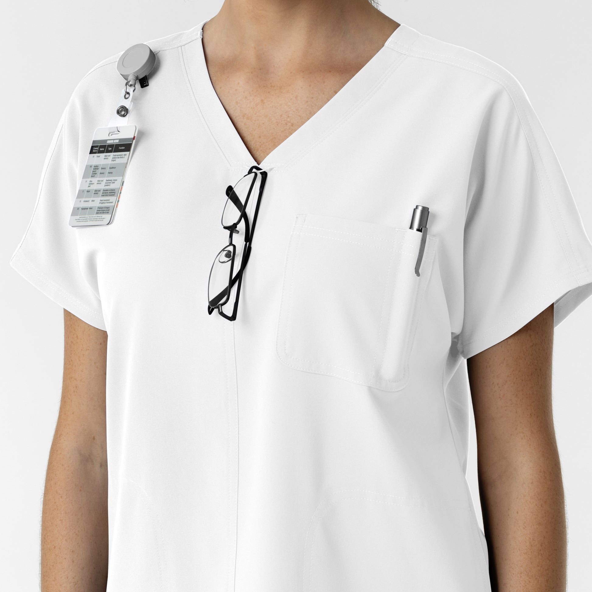 NURTUR 6280 Women's Drop Shoulder Tunic Scrub Top White