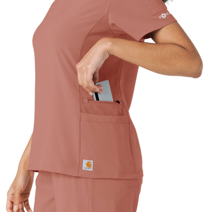 Force Cross-Flex C13310 Knit Panel Scrub Top Wildrose Model Image Alternate | Carhartt