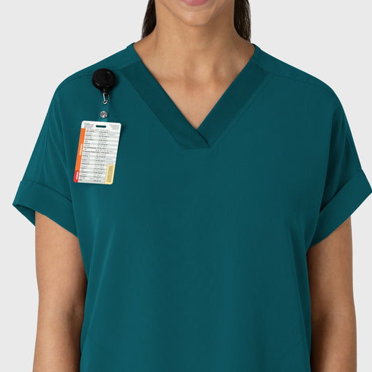 Nova 6232 Drop Shoulder Boxy Scrub Top Caribbean Model Image Left Side | Wink