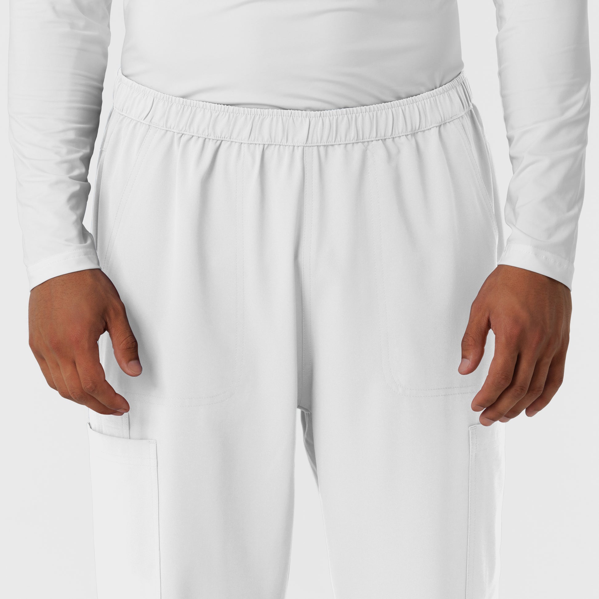 NURTUR 5380 Men's Straight Leg Cargo Scrub Pants White