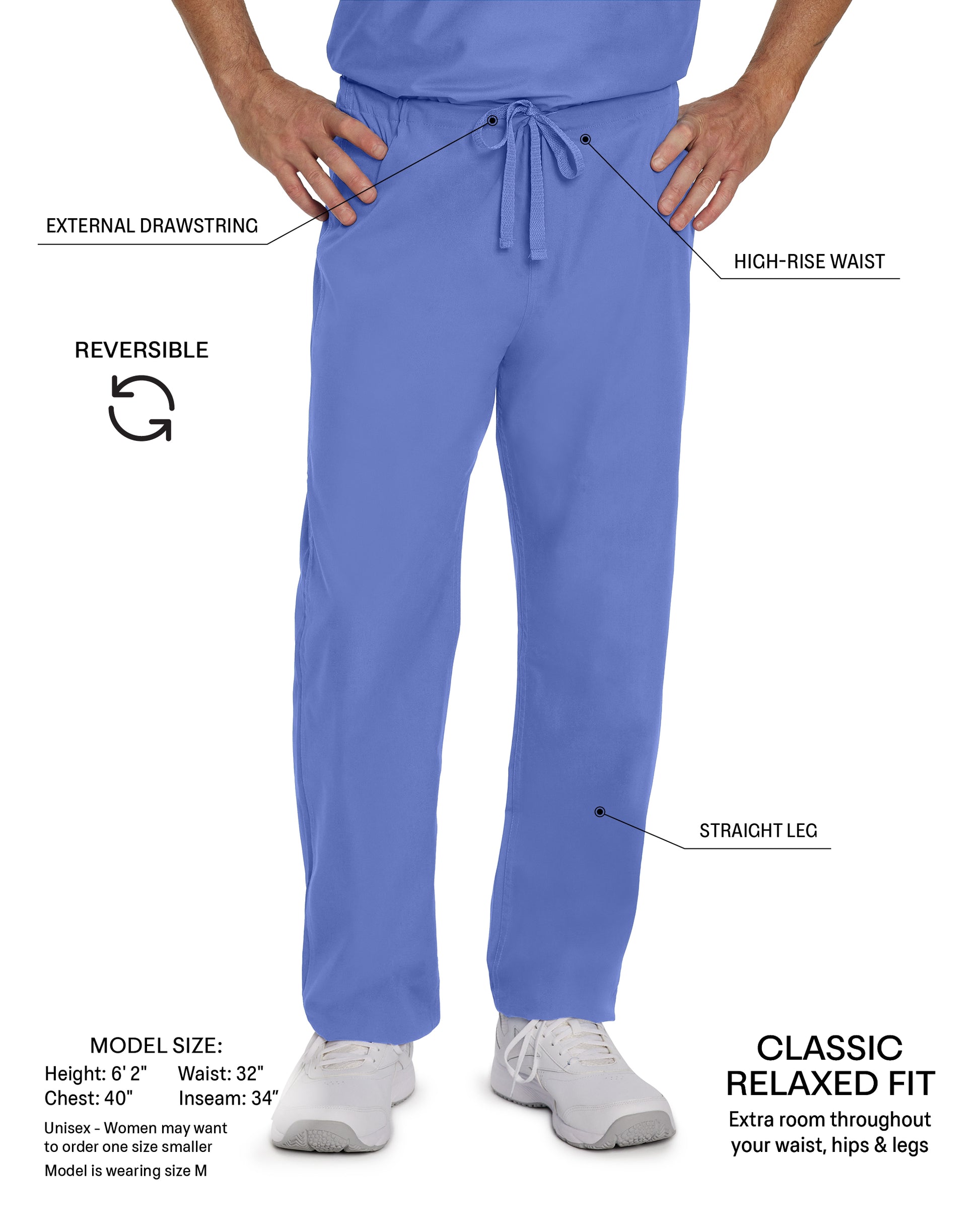 Essentials 7602 Unisex Reversible Scrub Pants Galaxy Blue Image