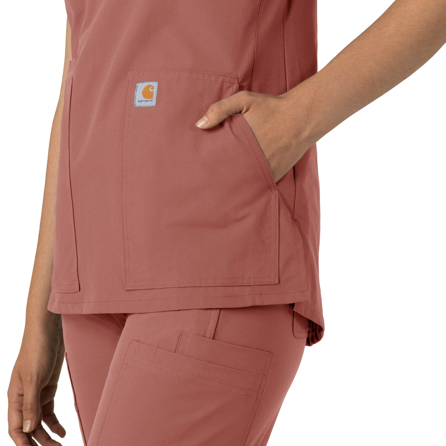 Force Essentials C12213 Notch Neck Tunic Scrub Top Wildrose Model Image Alternate | Carhartt