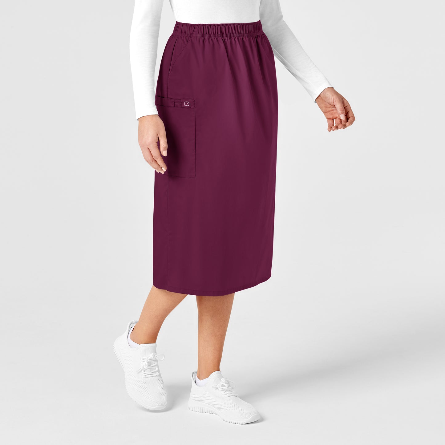 WonderWORK 701 Pull On Cargo Skirt Wine Model Image Left Side | Wink