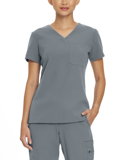 V-Tess 794 Women's 1 Pocket V Neck Scrub Top Taylor Grey Image