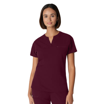 V-Tess WT114 Women's 1 Pocket V Neck Scrub Top Wine Image