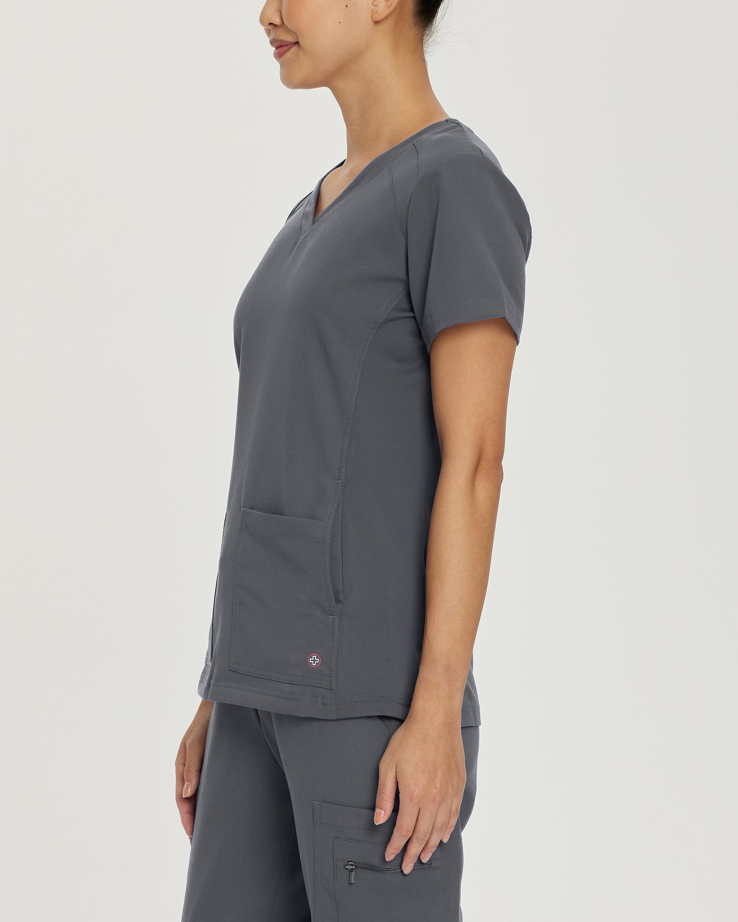 V-Tess 950 Women's 4 Pocket V Neck Scrub Top Dark Pewter Image