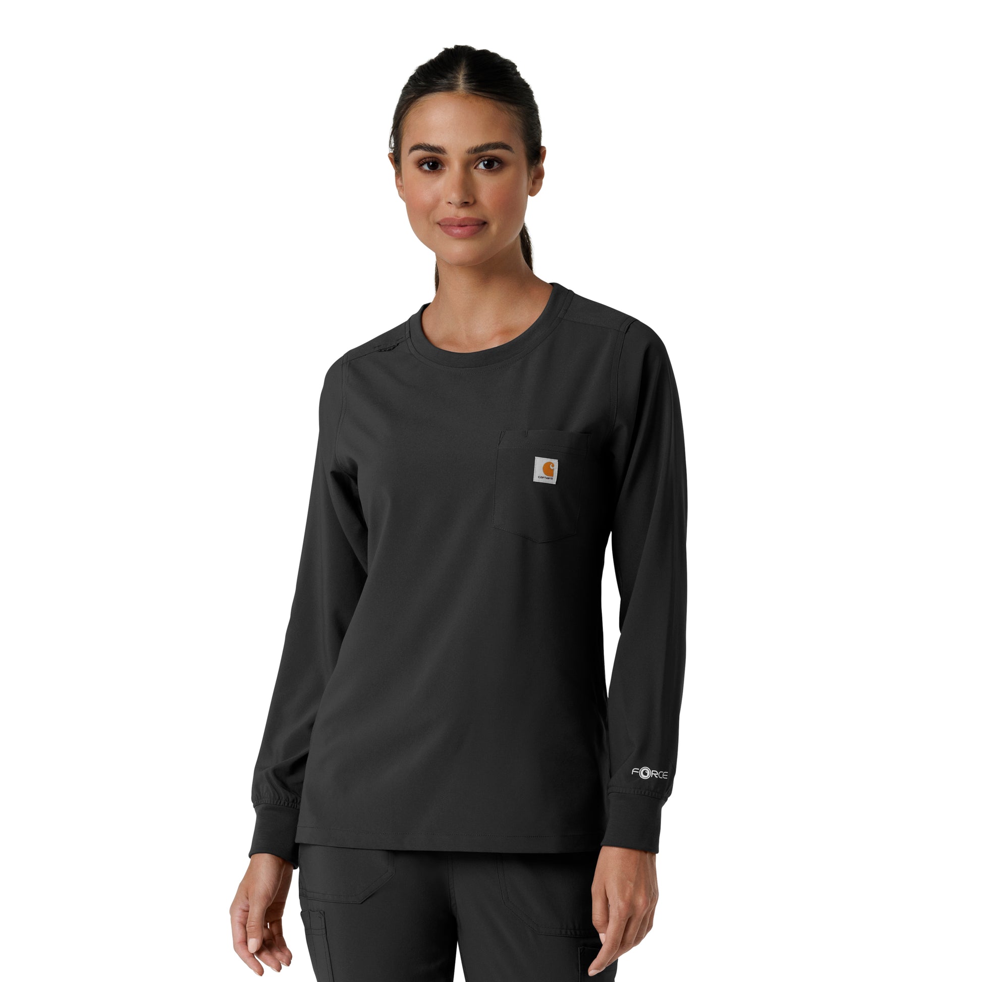 Force Cross-Flex C13610 Women's Crew Neck Long Sleeve Scrub Top Black