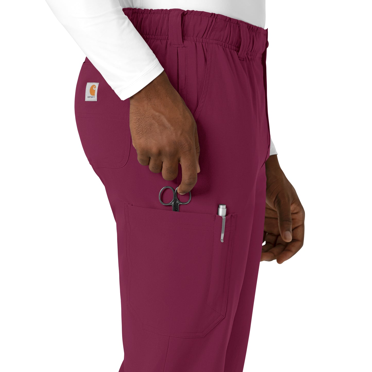 Force Cross-Flex C56410 Men's Straight Leg Scrub Pant Wine Model Image Alternate | Carhartt