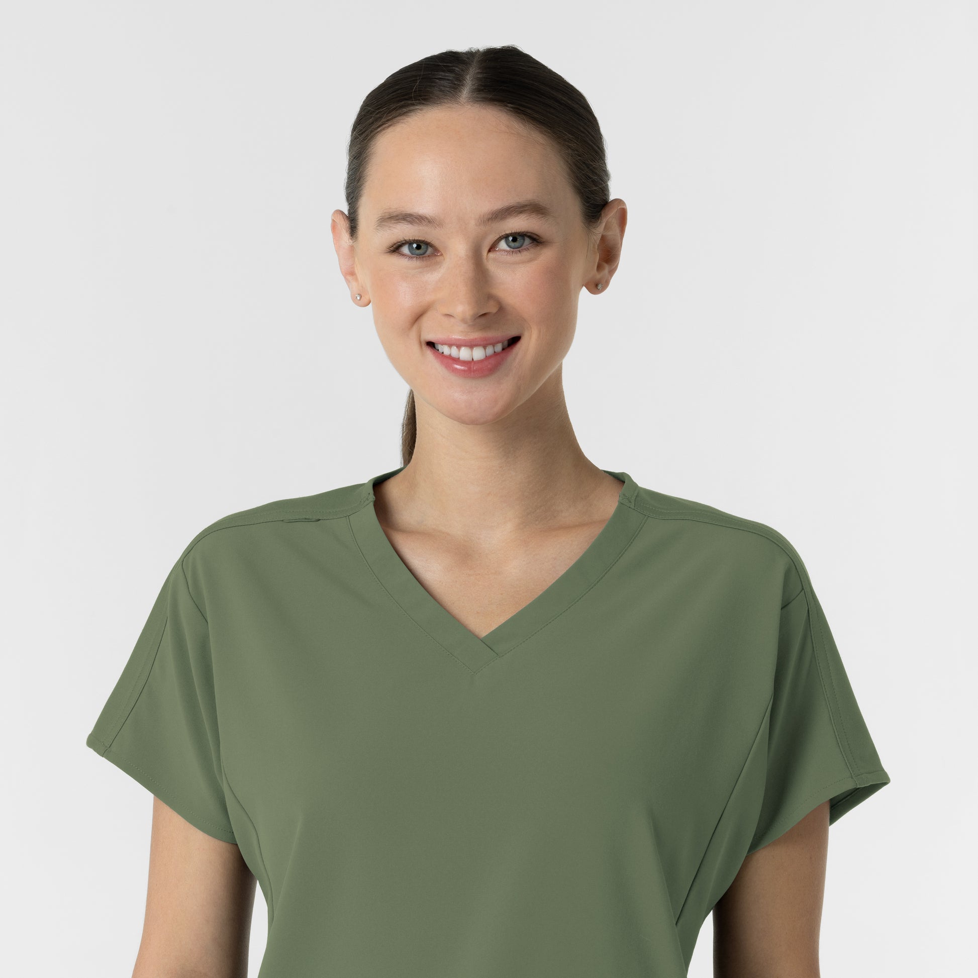 RENEW 6154 Women's V-Neck Tunic Scrub Top Olive