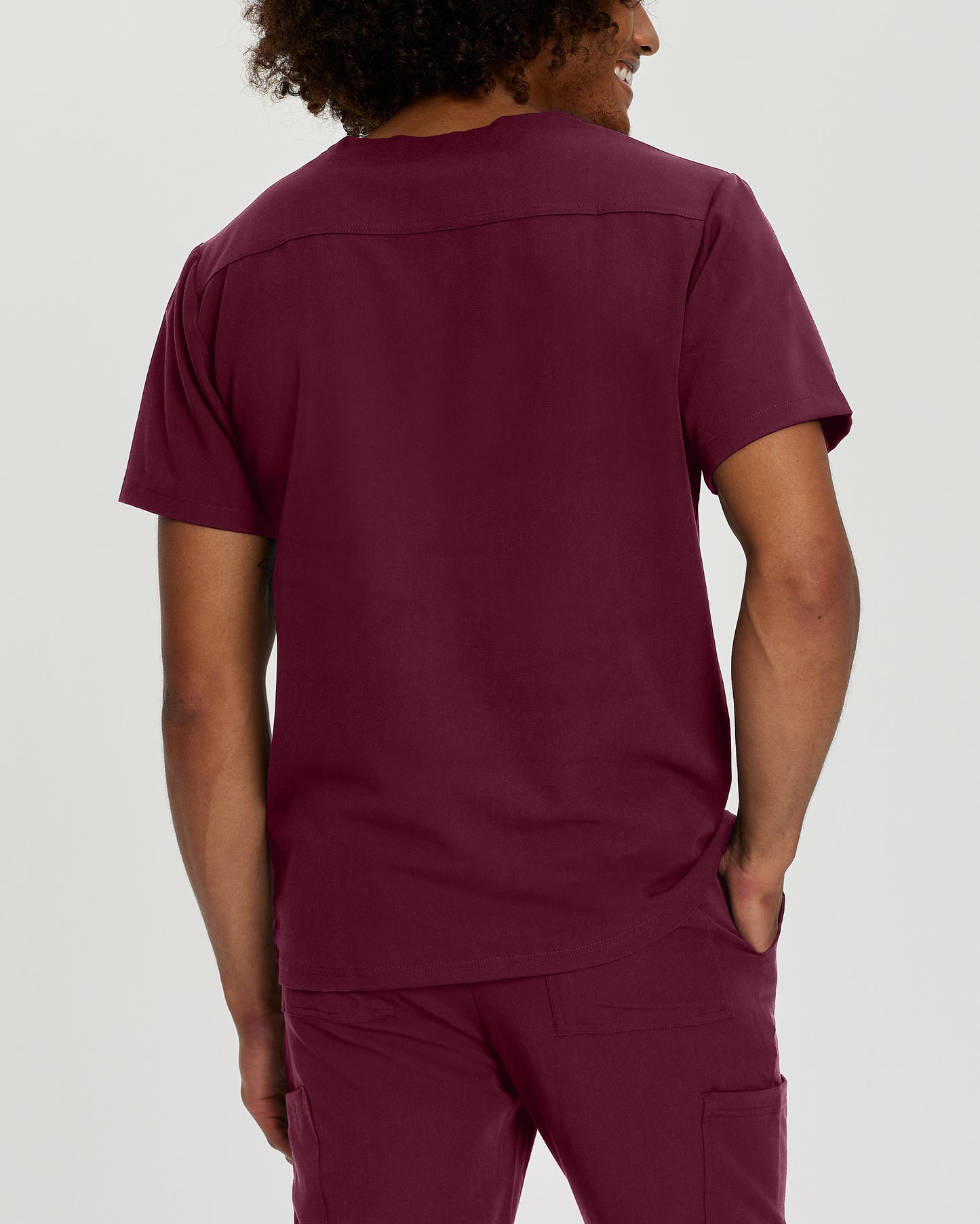 V-Tess 2206 Men's 2 Pocket V Neck Scrub Top Wine Image