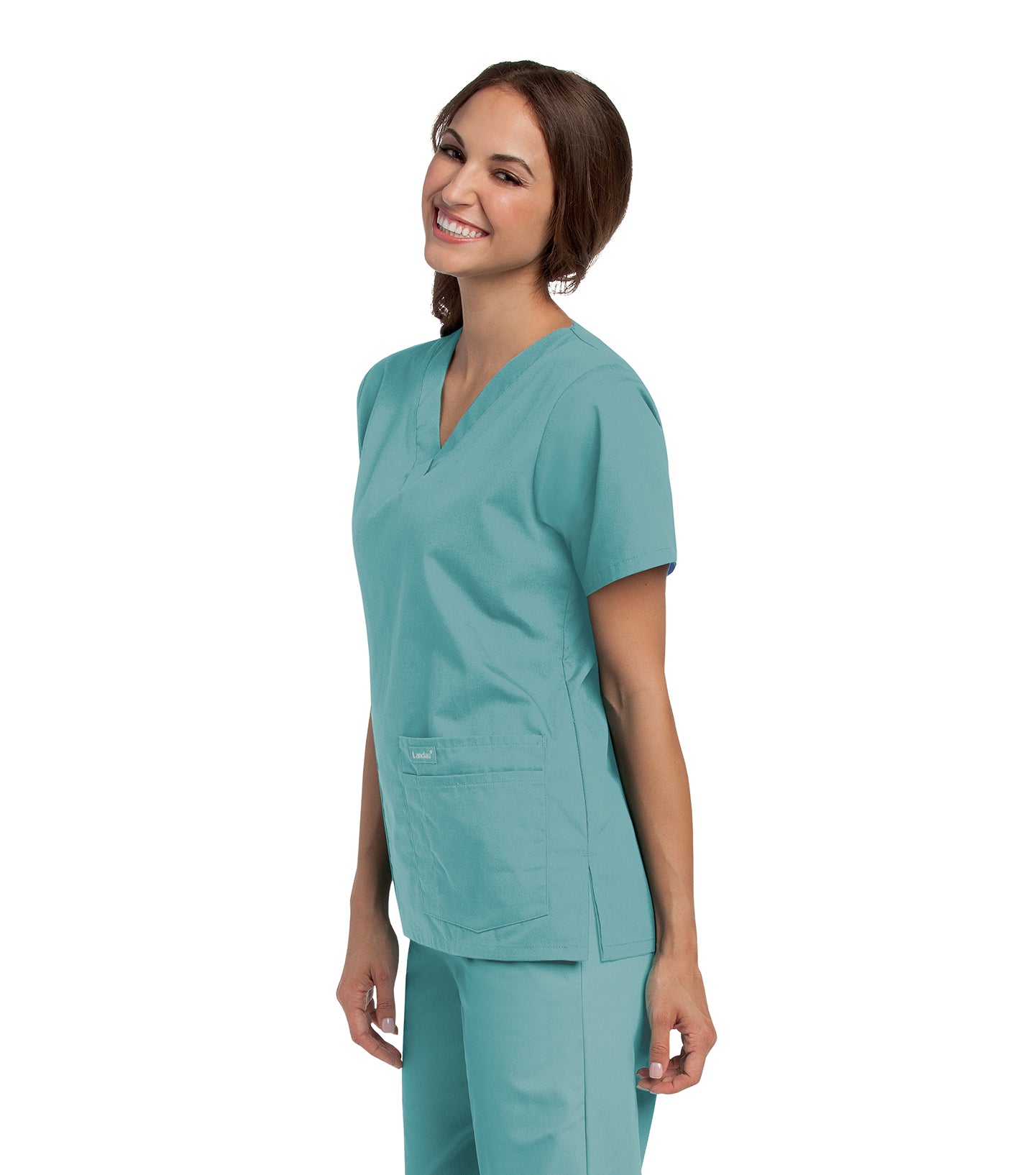 Essentials 8219 Women's 4 Pocket V Neck Scrub Top Sea Mist Image