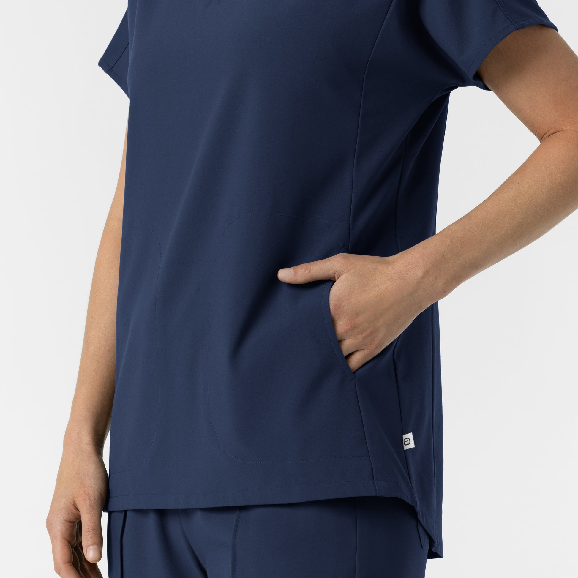 RENEW 6154 Women's V-Neck Tunic Scrub Top Navy