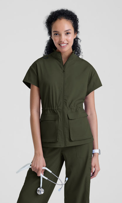 Grey's Anatomy Stretch GRST324 Nina Top Olive - front
