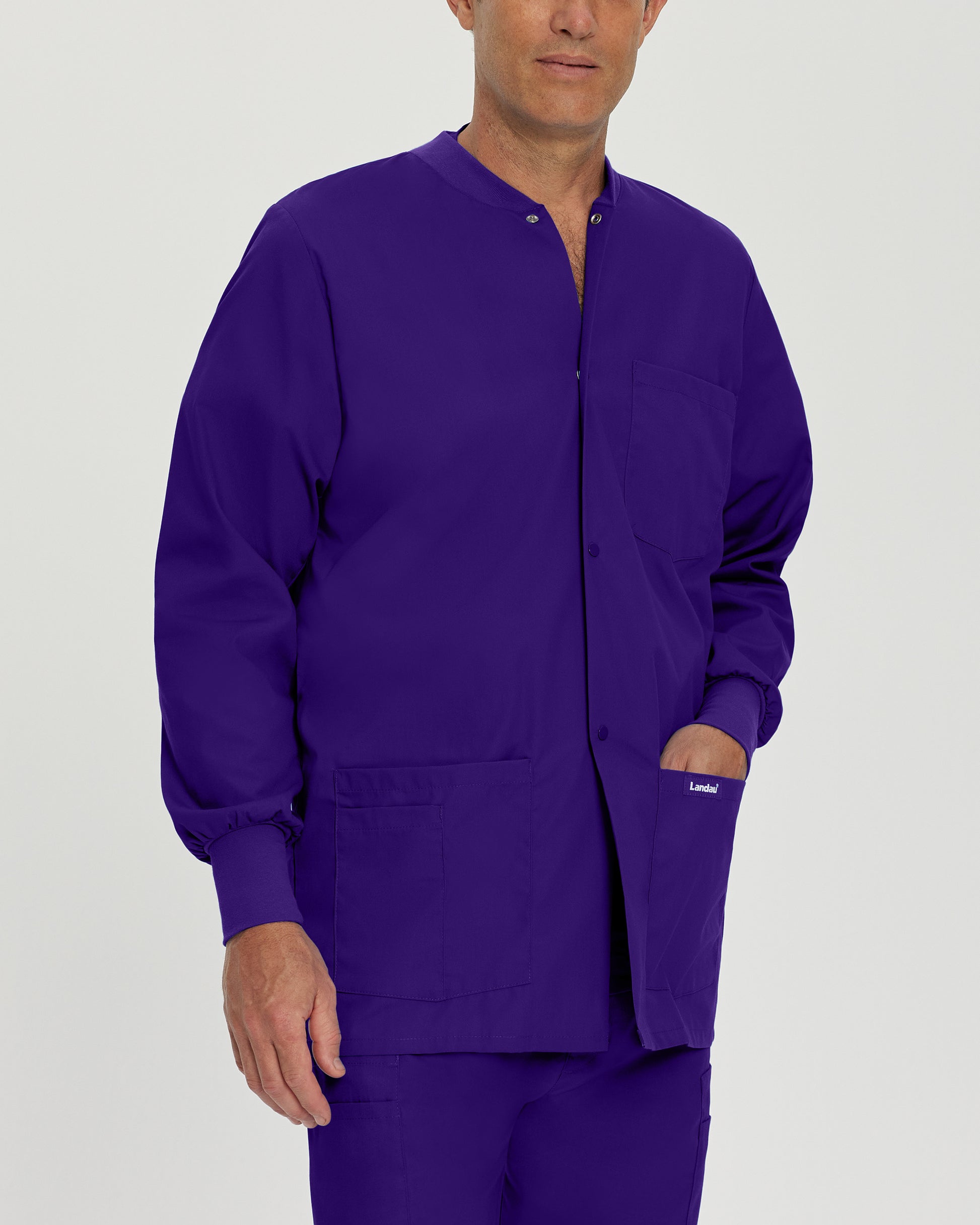 Essentials 7551 Men's 5 Pocket Warm Up Scrub Jacket Grape Image